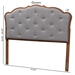 Baxton Studio Leandra Classic and Traditional Grey Fabric and Walnut Brown Finished Wood Queen Size Headboard - MG9773-Dark Grey/Walnut-HB-Queen