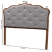 Baxton Studio Leandra Classic and Traditional Grey Fabric and Walnut Brown Finished Wood Queen Size Headboard - MG9773-Dark Grey/Walnut-HB-Queen