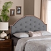Baxton Studio Madeline Classic and Traditional Grey Fabric and Walnut Brown Finished Wood Queen Size Headboard - MG9776-Dark Grey/Walnut-HB-Queen