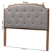 Baxton Studio Fortuna Classic and Traditional Grey Fabric and Walnut Brown Finished Wood Queen Size Headboard - MG9777-Dark Grey/Walnut-HB-Queen