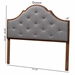 Baxton Studio Camila Classic and Traditional Grey Fabric and Walnut Brown Finished Wood Queen Size Headboard - MG9780-Dark Grey/Walnut-HB-Queen