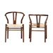 Baxton Studio Paxton Modern Dark Brown Finished Wood 2-Piece Dining Chair Set - Y-A-Dark Brown/Rope-Wishbone-Chair