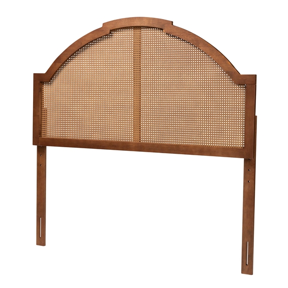 Baxton Studio Madeline Classic and Traditional Ash Walnut Finished Wood King Size Headboard with Rattan