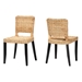 bali & pari Dermot Modern Bohemian Dark Brown Finished Wood and Natural Rattan 2-Piece Dining Chair Set