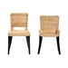 bali & pari Dermot Modern Bohemian Dark Brown Finished Wood and Natural Rattan 2-Piece Dining Chair Set - MD39507-Mango Wood-DC