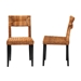 bali & pari Manrico Modern Bohemian Dark Brown Finished Wood and Natural Rattan 2-Piece Dining Chair Set - MD39533-Mango Wood-DC