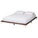 Baxton Studio Channary Mid-Century Modern Transitional Walnut Brown Finished Wood and Gold Metal Queen Size Bed Frame