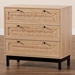 Baxton Studio Cherelle Mid-Century Modern Light Brown and Black 3-Drawer Storage Cabinet - SR221279-Wooden-Cabinet