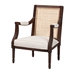 bali & pari Garridan Traditional French Beige Fabric and Dark Brown Finished Wood Accent Chair