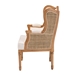 bali & pari Rachana Traditional French Beige Fabric and Honey Oak Finished Wood Accent Chair - SEA675-Light wood-NAT01/White-F00