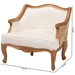 bali & pari Sylvestra Traditional French Beige Fabric and Honey Oak Finished Wood Low Seat Accent Chair - SEA670-Light ton wood-NAT01/White-F00