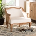 bali & pari Sylvestra Traditional French Beige Fabric and Honey Oak Finished Wood Low Seat Accent Chair - SEA670-Light ton wood-NAT01/White-F00
