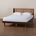 Baxton Studio Aveena Mid-Century Modern Walnut Brown Finished Wood Queen Size Platform Bed - MG0004-3-Ash Walnut/Rattan-Queen