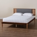 Baxton Studio Eliseo Mid-Century Modern Dark Grey Fabric and Walnut Brown Finished Wood Full Size Platform Bed - MG0005-Rattan-Full