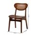 Baxton Studio Hesper Mid-Century Modern Walnut Brown Finished Wood and Rattan 2-Piece Dining Chair Set - RH253C-Walnut Rattan/Walnut Bent Seat-DC-2PK