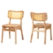 Baxton Studio Tadeo Mid-Century Modern Oak Brown Finished Wood and Rattan 2-Piece Dining Chair Set