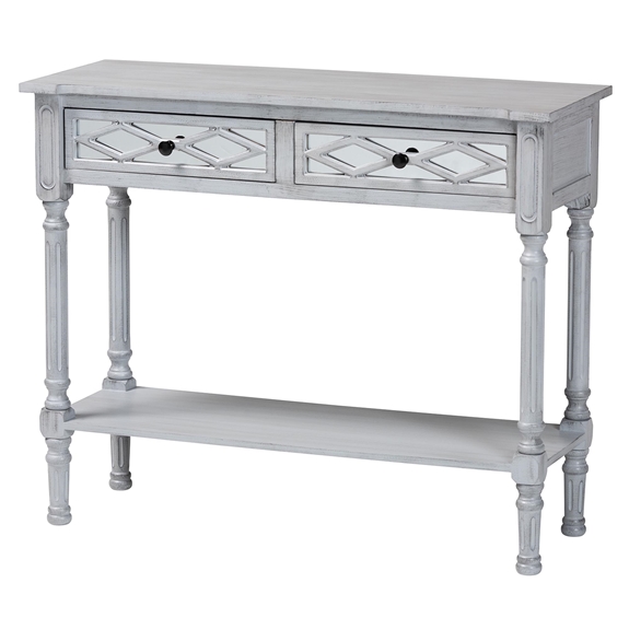 Baxton Studio Gellert Classic and Traditional Grey Finished Wood 2-Drawer Console Table