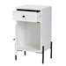 Baxton Studio Nefeli Mid-Century Transitional White Finished Wood and Black Metal 1-Drawer Storage Cabinet - JY23A335R-White Wooden-Cabinet
