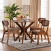 Baxton Studio Giuliana Mid-Century Modern Walnut Brown Finished Wood and Woven Rattan 5-Piece Dining Set - RH253C-Walnut Rattan-Round-5PC Dining Set
