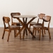 Baxton Studio Giuliana Mid-Century Modern Walnut Brown Finished Wood and Woven Rattan 5-Piece Dining Set - RH253C-Walnut Rattan-Round-5PC Dining Set