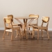Baxton Studio Donato Mid-Century Modern Oak Brown Finished Wood and Rattan 5-Piece Dining Set - RH256C-Natural Rattan-Round-5PC Dining Set