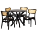 Baxton Studio Linnet Mid-Century Modern Dark Brown Finished Wood and Rattan 5-Piece Dining Set