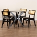 Baxton Studio Linnet Mid-Century Modern Dark Brown Finished Wood and Rattan 5-Piece Dining Set - RH254C-Natural Rattan/DB-Round-5PC Dining Set