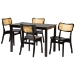 Baxton Studio Estera Mid-Century Modern Dark Brown Finished Wood and Rattan 5-Piece Dining Set