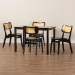 Baxton Studio Estera Mid-Century Modern Dark Brown Finished Wood and Rattan 5-Piece Dining Set - RH254C-Natural Rattan/DB-Rectangle-5PC Dining Set