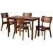 Baxton Studio Estera Mid-Century Modern Walnut Brown Finished Wood and Rattan 5-Piece Dining Set