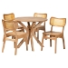 Baxton Studio Camilo Mid-Century Modern Oak Brown Finished Wood and Rattan 5-Piece Dining Set