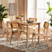 Baxton Studio Dulcet Mid-Century Modern Oak Brown Finished Wood and Rattan 5-Piece Dining Set - RH257C-Natural Rattan-Rectangle-5PC Dining Set