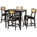 Baxton Studio Hesper Mid-Century Modern Dark Brown Finished Wood and Rattan 5-Piece Pub Set