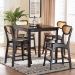 Baxton Studio Hesper Mid-Century Modern Dark Brown Finished Wood and Rattan 5-Piece Pub Set - RH253P-Natural Rattan/Dark Brown-5PC Pub Set