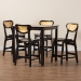 Baxton Studio Hesper Mid-Century Modern Dark Brown Finished Wood and Rattan 5-Piece Pub Set - RH253P-Natural Rattan/Dark Brown-5PC Pub Set