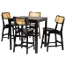 Baxton Studio Tafari Mid-Century Modern Dark Brown Finished Wood and Rattan Pub Set
