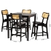 Baxton Studio Tafari Mid-Century Modern Dark Brown Finished Wood and Rattan Pub Set - RH254P-Natural Rattan/Dark Brown-5PC Pub Set