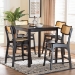 Baxton Studio Tafari Mid-Century Modern Dark Brown Finished Wood and Rattan Pub Set - RH254P-Natural Rattan/Dark Brown-5PC Pub Set