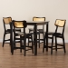 Baxton Studio Tafari Mid-Century Modern Dark Brown Finished Wood and Rattan Pub Set - RH254P-Natural Rattan/Dark Brown-5PC Pub Set