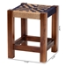 bali & pari Prunella Modern Bohemian Two-Tone Navy Blue and Natural Brown Seagrass and Acacia Wood Footstool - F232-FT15-Stool 1-Navy Blue/Brown