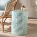 Baxton Studio Draven Modern Bohemian White and Blue Mother of Pearl End Table - F232-FT37-Wooden-Accent Table