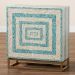 Baxton Studio Utari Modern Bohemian Two-Tone Beige and Blue Mother of Pearl and Gold Metal Storage Cabinet - F232-FT85- Cabinet