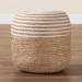 bali & pari Nequiel Modern Bohemian Natural Brown Seagrass and Woven Rope Ottoman Footstool - F234-FT5-Seagrass/Cotton-Stool
