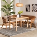 Baxton Studio Nella Modern Bohemian Natural Brown Finished Wood and Rattan 3-Piece Dining Nook Set - Nella-Natural/Light Honey Rattan-3PC Dining Set