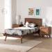Baxton Studio Melora Mid-Century Modern Walnut Brown Finished Wood and Rattan Twin Size 3-Piece Bedroom Set - MG0004-Ash Walnut-Twin 3PC Bedroom Set