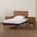 Baxton Studio Melora Mid-Century Modern Walnut Brown Finished Wood and Rattan Twin Size 3-Piece Bedroom Set - MG0004-Ash Walnut-Twin 3PC Bedroom Set