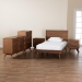 Baxton Studio Melora Mid-Century Modern Walnut Brown Finished Wood and Rattan Twin Size 5-Piece Bedroom Set - MG0004-Ash Walnut-Twin 5PC Bedroom Set