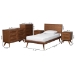 Baxton Studio Melora Mid-Century Modern Walnut Brown Finished Wood and Rattan Twin Size 5-Piece Bedroom Set - MG0004-Ash Walnut-Twin 5PC Bedroom Set