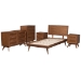 Baxton Studio Melora Mid-Century Modern Walnut Brown Finished Wood and Rattan Twin Size 5-Piece Bedroom Set - MG0004-Ash Walnut-Twin 5PC Bedroom Set