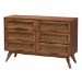 Baxton Studio Melora Mid-Century Modern Walnut Brown Finished Wood and Rattan Twin Size 5-Piece Bedroom Set - MG0004-Ash Walnut-Twin 5PC Bedroom Set